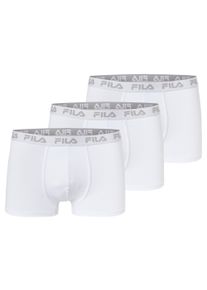 Boxershorts Fila "MAN BOXER SHORTS", Herren, Gr. M, wei&szlig;, Obermaterial: 95% Baumwolle, 5% Elasthan, unifarben, eng, Unterhosen Boxershorts, mit elastischem Logobund