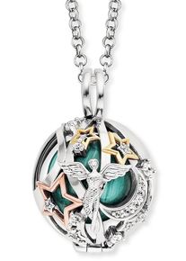 Kette mit Anh&auml;nger Engelsrufer "HEAVEN" Gr. S, gr&uuml;n (silberfarben, gelbgoldfarben, ros&eacute;goldfarben, mint, kristallwei&szlig;), Halsketten, Damen, S, Messing Silber 925 (Sterlingsilber), L: 70 B: 1,5mm, Messing, Silber 925 (Sterlingsilber), Kette mit Anh&auml;nger, mit Zirkonia (synth.), B:1,5mm