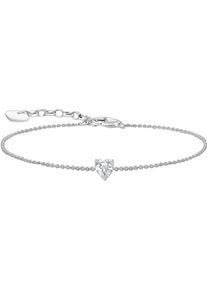 Armband Thomas Sabo "mit gro&szlig;em Herz-Anh&auml;nger" Gr. 19, bunt (silberfarben, wei&szlig;, wei&szlig;), Armb&auml;nder, Damen, 19, Silber 925 (recycelt), Armband, mit Zirkonia (synth.)