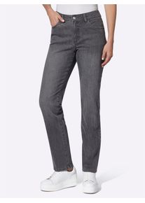 5-Pocket-Jeans Casual Looks, Damen, Gr. 36, Normalgr&ouml;&szlig;en, grau (grau, denim), 99% Baumwolle, 1% Elasthan, unifarben, lang, Jeans 5-Pocket-Jeans