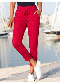 7/8-Hose Casual Looks, Damen, Gr. 46, Normalgr&ouml;&szlig;en, rot, 98% Baumwolle, 2% Elasthan, unifarben, 7/8-L&auml;nge, Hosen 7/8-Hose