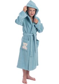 WEWO-Fashion Kinderbademantel WEWO FASHION "8030" Gr. 92, blau (gletscher), L:58cm, Frottier, Hausm&auml;ntel, Kinderbademantel, Eisb&auml;r