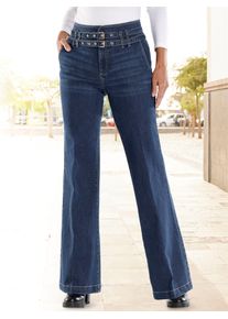 Bootcut-Jeans Heine, Damen, Gr. 46, Normalgr&ouml;&szlig;en, blau (blau, stone, washed), 78% Baumwolle, 20% Polyester, 2% Elasthan, unifarben, lang, Jeans Bootcut-Jeans