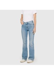 Bootcut-Jeans MAC "Dream-Boot", Damen, Gr. 46, L&auml;nge 32, summer blau clouds wash, Denim/Jeans, Obermaterial: 92% Baumwolle, 5% Elastomultiester, 3% Elasthan, figurbetont lang, Jeans Bootcut-Jeans, Gerade geschnitten mit leicht ausgestelltem Bein
