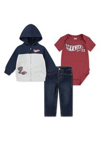 Shirt, Hose & J&auml;ckchen LEVI'S KIDS "Bestehend aus Body, Jeans und Kapuzen-Sweatjacke", Jungen, Gr. 6M68, big dipper, Jersey, Obermaterial: 60% Baumwolle, 40% Polyester, bedruckt, KOB Set-Artikel Shirt Hose & J&auml;ckchen
