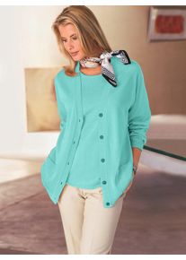 Strickpullover CLASSIC "Twinset", Damen, Gr. 38, blau (t&uuml;rkis), 100% Polyacryl, unifarben, figurumspielend, Pullover Strickpullover