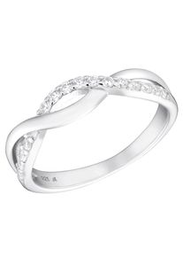 Fingerring Amor "Silver Classic" Gr. 52, silber (silberfarben, kristallwei&szlig;), Fingerringe, Damen, 52, Silber 925 (Sterlingsilber), 2mm, Fingerring, mit Zirkonia (synth.)