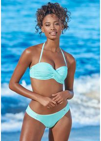 B&uuml;gel-Bandeau-Bikini s.Oliver, Damen, Gr. 42, Cup D, gr&uuml;n (mint, wei&szlig;), Microfaser, Recycling-Polyamid, gestreift, Bikini-Sets B&uuml;gel-Bandeau-Bikini, in getwisteter Optik