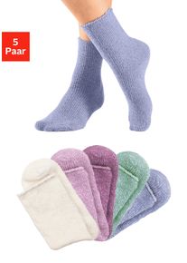 Kuschelsocken Lavana, Damen, Gr. 35-38, bunt (1x ecru, 1x rose, 1x altrosa, 1x mint, 1x blau), Obermaterial: 92% Polyester, 6% Polyamid, 2% Elasthan, unifarben, elastisch, Socken Kuschelsocken, ideal als Bettsocken, Topseller