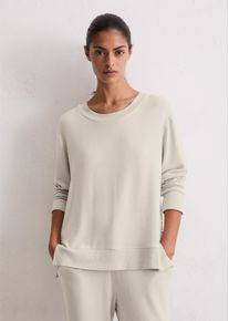 Marc O'Polo Longsleeve MARC O'POLO, Damen, Gr. S, beige (graubeige), Web, Obermaterial: 95% Modal, 5% Elasthan, h&uuml;ftbedeckend, Rundhals, Shirts Longsleeve, weiter Rundhalsausschnitt,, weich, leicht, lange &Auml;rmel