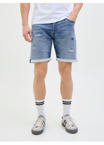 Jack & Jones Shorts JACK & JONES "JJIRICK JJICON I.K. SHORTS GE 136 SN", Herren, Gr. XS, N-Gr, blau (blau denim), Web, Obermaterial: 48% Baumwolle, 26% Viskose, 25% Polyester, 1% Elasthan, unifarben, regular fit kniefrei, Hosen Shorts, im Five-Pocket Style
