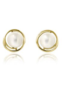 Paar Ohrstecker Firetti "Schmuck Geschenk Gold 333 Ohrschmuck", gold (gelbgoldfarben, wei&szlig;), Ohrringe, Damen, 7mm, Gelbgold 333 Perlen, Gelbgold 333, Perlen, Paar Ohrstecker, mit S&uuml;&szlig;wasserzuchtperle