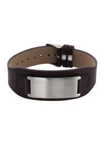 Armband Firetti "Schmuck Geschenk Lederarmband mit ID-Platte verstellbar", braun (edelstahlfarben, braun), Armb&auml;nder, Damen, 22cm, Edelstahl, Armband