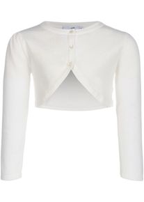 Strickjacke happy girls "cardigan", M&auml;dchen, Gr. 146, ecru, Feinstrick, Obermaterial: 100% Baumwolle, unifarben, figurbetont kurz, Rundhals, Strickjacken Strickjacke, Topseller