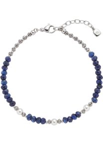 Armband Leonardo "Anjana", wei&szlig; (edelstahlfarben, blau, grau, wei&szlig;, blau), Armb&auml;nder, Damen, 21,5cm, Edelstahl Perlen, Edelstahl, Perlen, Armband, mit Sodalith - mit Glasperle, Perle (imitiert)