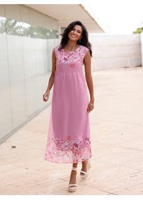 Sommerkleid Classic Basics "Kleid", Damen, Gr. 20, Kurzgr&ouml;&szlig;en, rosa (altrosa, flamingo, bedruckt), Georgette, 100% Polyester, gebl&uuml;mt, gemustert, mehrfarbig, lang, Rundhals, Kleider Sommerkleid