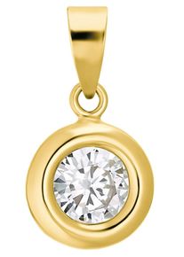 Runder Anh&auml;nger Amor "Solit&auml;r-Optik", gold (gelbgoldfarben, kristallwei&szlig;, kristallwei&szlig;), Schmuckanh&auml;nger, Damen, Gelbgold 375, 0,43 g, Runder Anh&auml;nger, mit Zirkonia (synth.)