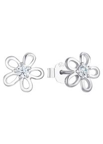 Paar Ohrstecker Amor "Flowers", bunt (silberfarben, wei&szlig;, kristallwei&szlig;), Ohrringe, Damen, Silber 925 (Sterlingsilber), Paar Ohrstecker, mit Zirkonia (synth.)