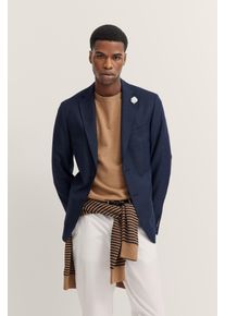 Sakko Bugatti, Herren, Gr. 56, blau (390, marine), 100% Wolle, unifarben, normal, Manschette, Sakkos Sakko, aus Wolle