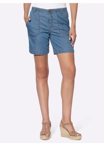 Jeansshorts Heine, Damen, Gr. 42, Normalgr&ouml;&szlig;en, blau (blau, bleached), 100% Baumwolle, unifarben, kurz, Jeans Jeansshorts