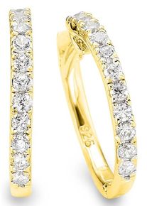 Paar Creolen Bruno Banani "Schmuck Geschenk Silber 925 Ohrschmuck Ohrringe", gold (gelbgoldfarben, wei&szlig;, kristallwei&szlig;), Ohrringe, Damen, 16mm, Silber 925 (Sterlingsilber), Paar Creolen, mit Zirkonia (synth.)