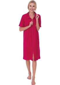 WEWO-Fashion Damenbademantel WEWO FASHION "033" Gr. 48, lila (himbeere), L:100cm, Leichtfrottee, Hausm&auml;ntel, Damenbademantel, Kragen mit Kordel