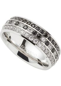 Fingerring Leonardo "Ring Atura" Gr. 20, schwarz-wei&szlig; (edelstahlfarben, schwarz, kristallwei&szlig;), Fingerringe, Damen, 20, Edelstahl, 7mm, Fingerring, mit Zirkonia (synth.)