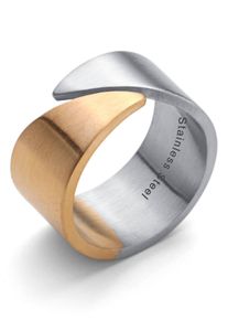 Fingerring Kingka "PASSION" Gr. 52, gold (edelstahlfarben, gelbgoldfarben), Fingerringe, Damen, 52, Edelstahl, 11,5mm, Fingerring