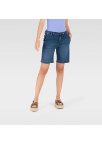 Shorts MAC "JOG&acute;N SHORT", Damen, Gr. 38, N-Gr, blau (new basic wash), Web, Obermaterial: 74% Baumwolle, 24% Polyester, 2% Elasthan, unifarben, regular fit kniefrei, Hosen Shorts, Sommerhose im Four-Pocket Style
