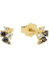 Paar Ohrstecker Amor "2039091", grau (gelbgoldfarben, grau, gelb, kristallwei&szlig;, grau, gelb, kristallwei&szlig;), Ohrringe, Damen, Silber 925 (Sterlingsilber), Paar Ohrstecker, mit Zirkonia (synth.)