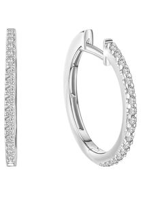 Paar Creolen Firetti "Schmuck Geschenk Gold 375 Ohrschmuck Creole", wei&szlig; (wei&szlig;goldfarben, kristallwei&szlig;, kristallwei&szlig;), Ohrringe, Damen, 17mm, Wei&szlig;gold 375, Paar Creolen, mit Zirkonia (synth.)