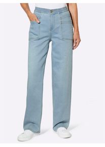 Bequeme Jeans Classic Basics, Damen, Gr. 46, Normalgr&ouml;&szlig;en, blau, bleached, 81% Baumwolle, 17% Polyester, 2% Elasthan, unifarben, lang, Jeans Bequeme Jeans