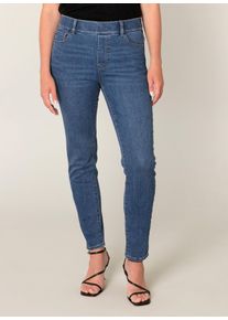 Jeggings Base Level "Anabel", Damen, Gr. 46, L&auml;nge 30, blau (mid blau), Denim/Jeans, Obermaterial: 92% Baumwolle, 6% Polyester, 2% Elasthan, unifarben, figurbetont kn&ouml;chelfrei, Hosen Jeggings, in blauer Waschung und mit Stretch