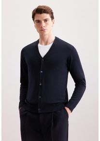 Strickjacke Seidensticker "Schwarze Rose", Herren, Gr. XL, navy, 100% Wolle, regular fit, Strickjacken Strickjacke, Cardigan