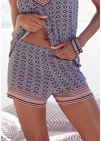 Schlafshorts Vivance Dreams, Damen, Gr. 44/46, N-Gr, braun (braun gemustert), Single Jersey, Obermaterial: 100% Viskose, gemustert, bequem kurz, Hosen Schlafshorts, in sch&ouml;nem Ethno-Design