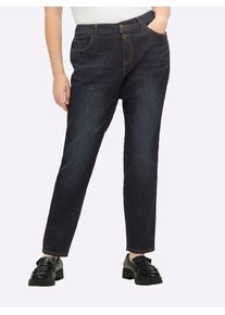 Bequeme Jeans sheego, Damen, Gr. 46, Normalgr&ouml;&szlig;en, dunkelblau, 99% Baumwolle, 1% Elasthan, unifarben, lang, Jeans Bequeme Jeans