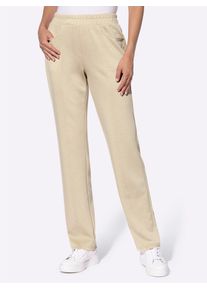 Sweathose Heine, Damen, Gr. 46, Normalgr&ouml;&szlig;en, beige (sand), 50% Modal, 44% Polyester, 6% Elasthan, unifarben, lang, Hosen Sweathose