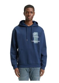 Hoodie Tom Tailor Denim, Herren, Gr. L, ocean night blau, Sweatware, Obermaterial: 70% Baumwolle, 30% Polyester, bedruckt, regular fit normal, ohne Ausschnitt, Rippb&uuml;ndchen, Sweatshirts Hoodie, mit Print