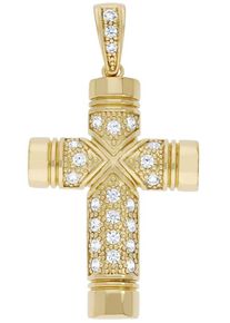 Kettenanh&auml;nger Firetti "Schmuck Geschenk Silber 925 Halsschmuck Anh&auml;nger Kreuz", gold (gelbgoldfarben, wei&szlig;), Schmuckanh&auml;nger, Damen, Silber 925 (Sterlingsilber), 9,7 g, Kettenanh&auml;nger, mit Zirkonia (synth.)