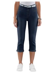 Caprijeans Classic Basics, Damen, Gr. 46, Normalgr&ouml;&szlig;en, blau (blau, stone, washed), 81% Baumwolle, 17% Polyester, 2% Elasthan, unifarben, 3/4-L&auml;nge, Jeans Caprijeans