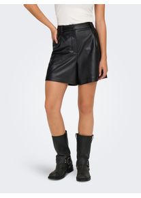 Shorts Only "ONLPENNY FAUX LEATHER SHORTS OTW", Damen, Gr. L (40), N-Gr, schwarz, Web, Obermaterial: 96% Polyester, 4% Elasthan, unifarben, regular fit, Hosen Shorts