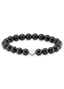 Armband Firetti "Schmuck Geschenk Herz Element, Steinarmband, Partnerarmband", schwarz (edelstahlfarben, schwarz, glanz, schwarz, glanz), Armb&auml;nder, Damen, 19cm, Edelstahl Polyester, Edelstahl, Polyester, Armband, Made in Germany - mit Onyx oder Tigerauge