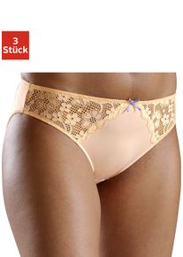 Slip Petite Fleur, Damen, Gr. 48/50, 3 Stk., bunt (blau, mandarine, wei&szlig;), Microtouch, Obermaterial: 86% Polyester, 14% Elasthan, k&ouml;rpernah, Unterhosen Slip, mit leicht transparenter Jacquardspitze an den Seiten