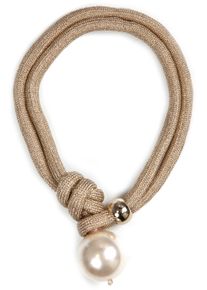 Collier Firetti "elegant, auffallend, im mehrreihigen Stil", gelb (gelbgoldfarben, creme), Halsketten, Damen, Metall Perlen Polyester, L: 45, Metall, Perlen, Polyester, Collier, mit Acrylperle