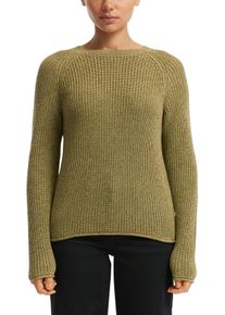 Strickpullover QS, Damen, Gr. M, gr&uuml;n, Strick, Obermaterial: 50% Baumwolle, 50% Polyacryl, unifarben, normal h&uuml;ftbedeckend, Rundhals, Rollkante, Pullover Strickpullover, mit Strickmuster und Rundhalsausschnitt