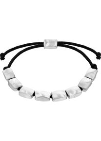 Armband Calvin Klein "CK METALLIC WAVES", schwarz (edelstahlfarben, schwarz), Armb&auml;nder, Herren, 19cm, Edelstahl Nylon, Edelstahl, Nylon, Armband