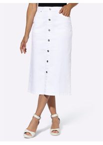 Jeansrock Inspirationen, Damen, Gr. 44, wei&szlig;, 97% Baumwolle, 3% Elasthan, unifarben, wadenlang, R&ouml;cke Jeansrock