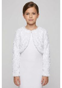 Bolero happy girls, M&auml;dchen, Gr. 110, wei&szlig;, Pl&uuml;sch, Obermaterial: 100% Polyester. Futter: 100% Polyester, unifarben, Basic kurz, Rundhals, Strickjacken Bolero