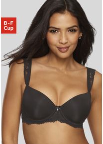 Schalen-BH Lascana "Flora", Damen, Gr. 85, Cup C, schwarz, Microtouch, Obermaterial: 88% Polyamid, 12% Elasthan, BHs Schalen-BH, mit wundersch&ouml;nen Spitzentr&auml;gern und edlem Glitzeraccessoire, Dessous