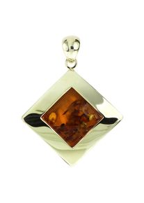 Kettenanh&auml;nger OSTSEE-SCHMUCK "- Alvina 34 mm - Silber 925/000, vergoldet - Bernstein" Gr. 61, gold (goldfarben, gelb), Schmuckanh&auml;nger, Damen, Silber 925 (Sterlingsilber), Kettenanh&auml;nger